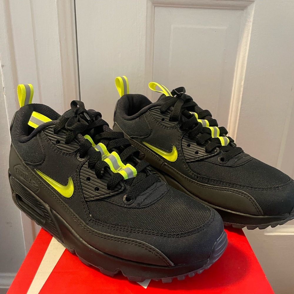 Limited Edition UK Basement Nike Black and Neon Yellow Air Max Sneakers